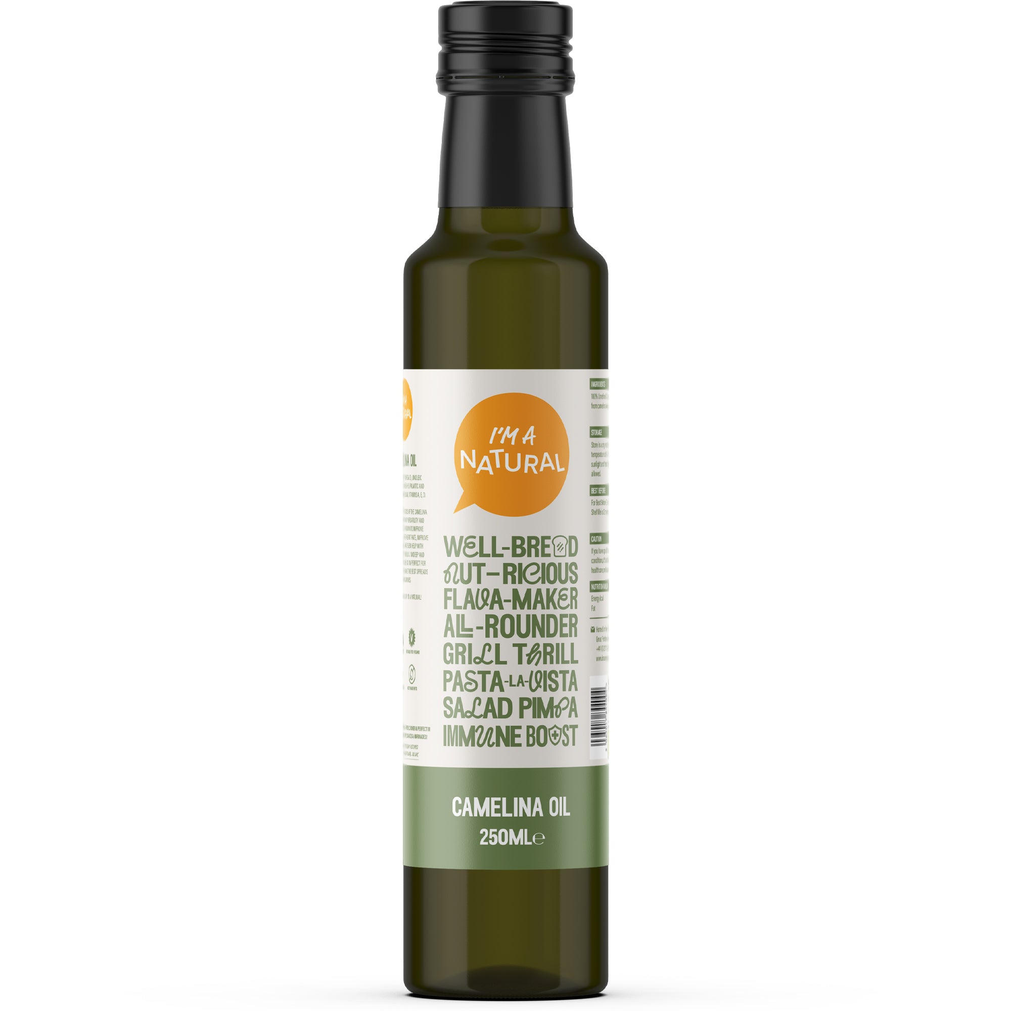 Cold Pressed Camelina Seed Oil 250ml glass bottle by I'm A Natural